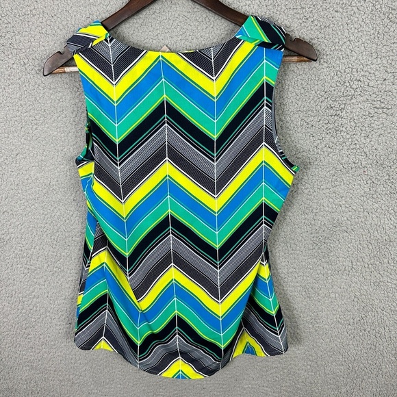 Banana Republic Tank Top Women M Petite Chevron Sleeveless Bright Y2K Bold Retro - Picture 2 of 6